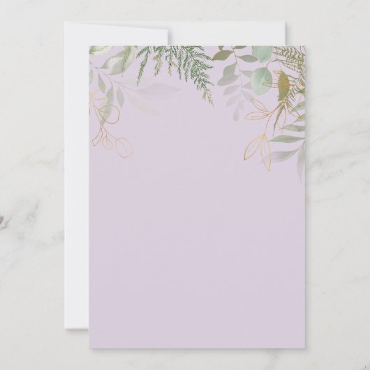 Paarse gouden groen bruiloft jurk Vrijgezellenfees Kaart (Achterkant)