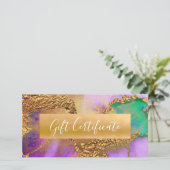 Paarse Gouden Groene Aqua Waterverf Cadeaubon (Staand voorkant)