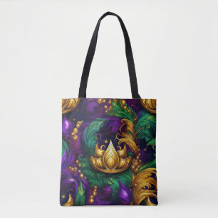 PAARSE GOUDEN GROENE MARDI GRAS KROON & VEREN TOTE BAG