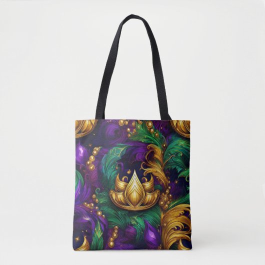 PAARSE GOUDEN GROENE MARDI GRAS KROON & VEREN TOTE BAG (Voorkant)