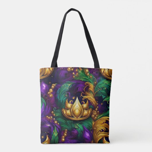 PAARSE GOUDEN GROENE MARDI GRAS KROON & VEREN TOTE BAG (Achterkant)