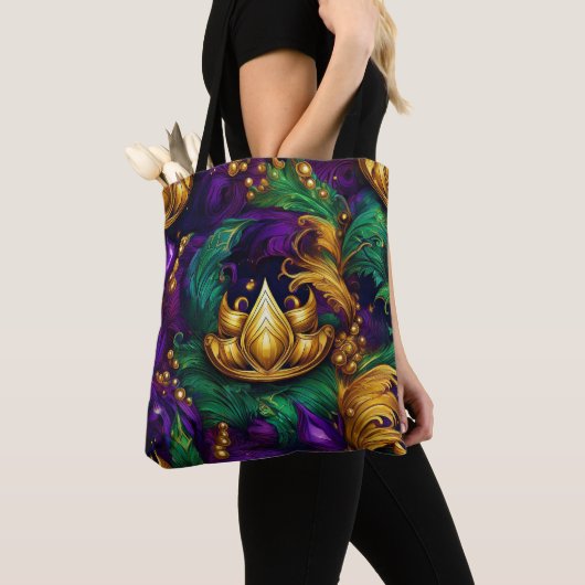 PAARSE GOUDEN GROENE MARDI GRAS KROON & VEREN TOTE BAG (Dichtbij)