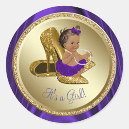Paarse gouden hoge hak schoen etnisch meisje Baby  Ronde Sticker