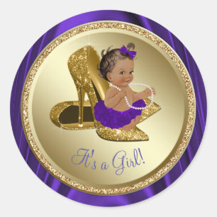 Paarse gouden hoge hak schoen etnisch meisje Baby  Ronde Sticker