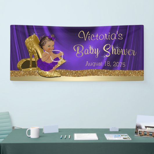 Paarse gouden hoge hak schoen etnisch meisje Baby  Spandoek (Beurs)