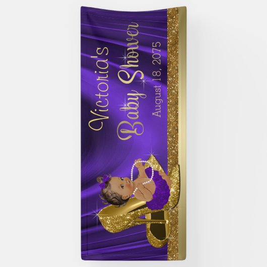 Paarse gouden hoge hak schoen etnisch meisje Baby  Spandoek (Verticaal)