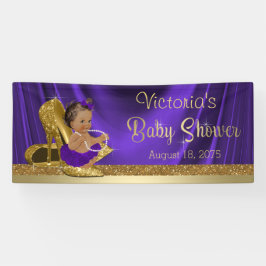Paarse gouden hoge hak schoen etnisch meisje Baby  Spandoek