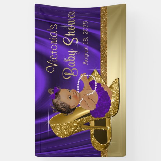 Paarse gouden hoge hak schoen etnisch meisje Baby Spandoek (Verticaal)