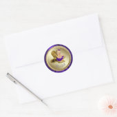 Paarse gouden hoge hak schoen meisje Baby shower Ronde Sticker (Envelop)