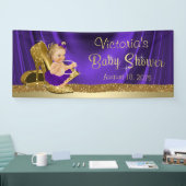 Paarse gouden hoge hak schoen meisje Baby shower Spandoek (Beurs)
