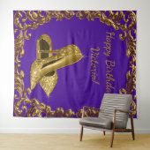 Paarse Gouden Hoge Hak Verjaardagsfeest XL Achterg Wandkleed (In Situ (horizontaal))