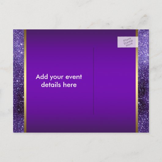 Paarse gouden hoge hakschoen Sla de datum op Aankondigingskaart (Achterkant)