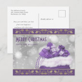 Paarse gouden Holly kerstcadeaus Feestdagenkaart (Voorkant / Achterkant)