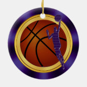 Paarse, gouden, honkbalversieringen voor jongens,  keramisch ornament (Achterkant)