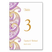 Paarse & Gouden Indische Paisley Bruiloft Kaart (Achterkant)