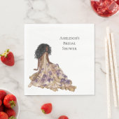 Paarse Gouden Iris Bloemen Vrijgezellenfeest Zwart Servet (Insitu)