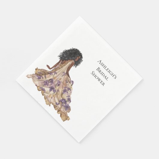 Paarse Gouden Iris Bloemen Vrijgezellenfeest Zwart Servet (Hoek)