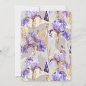 Paarse Gouden Iris Floral Butterfly Vrijgezellenfe Kaart (Achterkant)