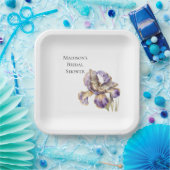 Paarse Gouden Iris Floral Butterfly Vrijgezellenfe Papieren Bordje (Feest)