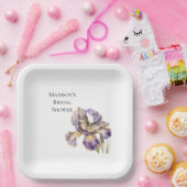 Paarse Gouden Iris Floral Butterfly Vrijgezellenfe Papieren Bordje (Feest)