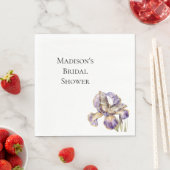 Paarse Gouden Iris Floral Butterfly Vrijgezellenfe Servet (Insitu)