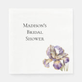 Paarse Gouden Iris Floral Butterfly Vrijgezellenfe Servet (Voorkant)