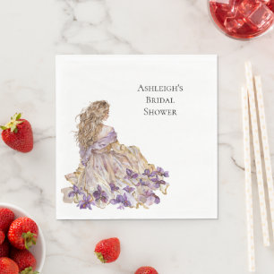 Paarse Gouden Iris Floral Vrijgezellenfeest Jurk Servet