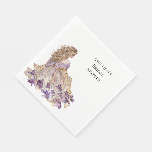 Paarse Gouden Iris Floral Vrijgezellenfeest Jurk Servet (Hoek)