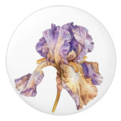 Paarse gouden irisbloem keramische knop (Voorkant)