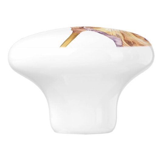 Paarse gouden irisbloem keramische knop (Zijkant)