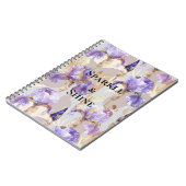 Paarse gouden irisbloemen notitieboek (Linkerzijde)