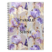 Paarse gouden irisbloemen notitieboek (Voorkant)
