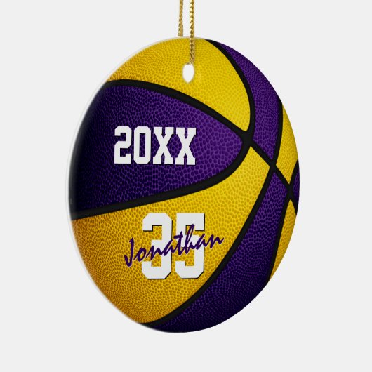 paarse gouden jongens, jongens, basketbal keramisch ornament (Rechts)