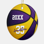 paarse gouden jongens, jongens, basketbal keramisch ornament (Links)