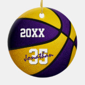 paarse gouden jongens, jongens, basketbal keramisch ornament (Achterkant)
