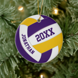paarse gouden jongens, team kleuren volleybal keramisch ornament