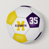 paarse gouden jongens voetbalploegen kleuren ronde button 7,6 cm (Voorkant)