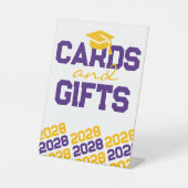 Paarse & Gouden Kaarten & Geschenken Afstuderen Ta Reclamebord Met Voetstuk (Voorkant)