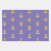 Paarse gouden kerstboom strepen schitteren inpakpapier vel (Voorkant)