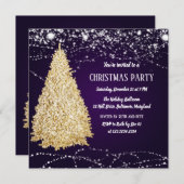 Paarse gouden kerstboomschilderster kaart (Voorkant / Achterkant)