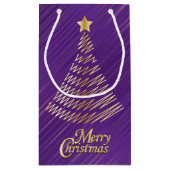 Paarse gouden kerstfeestjes en goudbomen klein cadeauzakje (Achterkant)