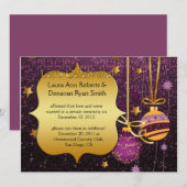 Paarse Gouden Kerstmis Trouw Uitnodiging (Voorkant / Achterkant)