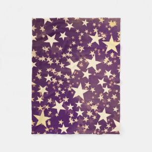 Paarse gouden kerststerren voor feestdagen fleece deken