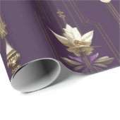  Paarse & Gouden Kerstverpakking Papier (Rol Hoek)