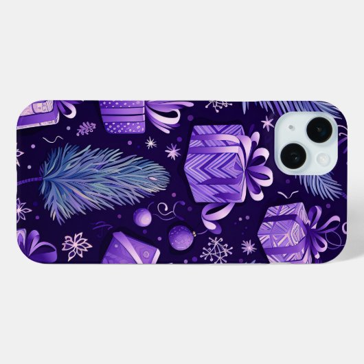 PAARSE & GOUDEN KERSTVERSIERINGEN POINTSETTIAS Case-Mate iPhone CASE (Achterkant (horizontaal))