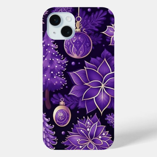 PAARSE & GOUDEN KERSTVERSIERINGEN POINTSETTIAS Case-Mate iPhone CASE (Achterkant)
