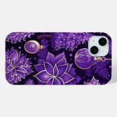 PAARSE & GOUDEN KERSTVERSIERINGEN POINTSETTIAS Case-Mate iPhone CASE (Achterkant (horizontaal))