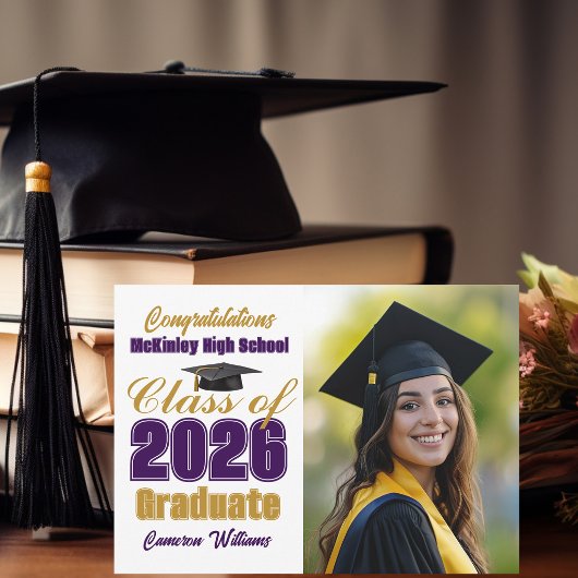 Paarse Gouden Klas van 2026 Foto Afstuderen Aankondiging