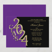 Paarse Gouden Klasse van het Afstudeerder van 2024 Kaart (Voorkant / Achterkant)