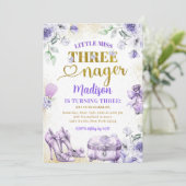 Paarse gouden kleine Miss Threenager derde verjaar Kaart (Staand voorkant)